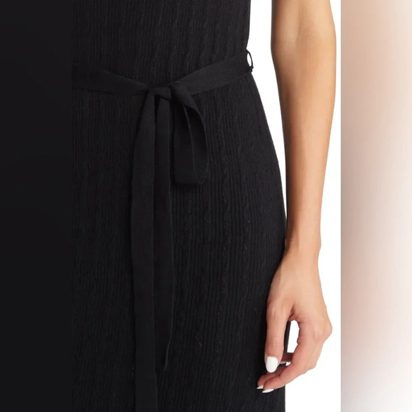 NWT Paige Black Pointelle Knit Sleeveless Midi Dress Size Medium - Picture 10 of 11